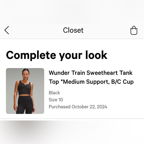 New with tags Lululemon Wunder Train Sweetheart Tank To. Size 10. Black. - Picture 4 of 6